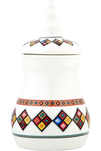 ALSAIF Porcelain Jar Set Merkaz Design By , Sizes 15/12/9 Cm, Multiple Colors
