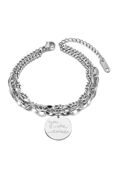 REDz Accessories Brățară cu monede, oțel inoxidabil, argint