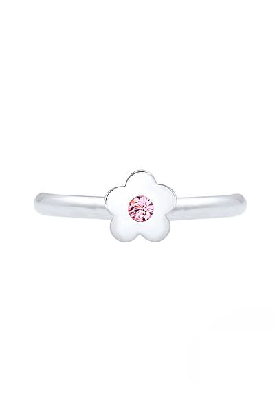 ELLI Ring Mädchen Blumenmotiv verspielt mit Kristallen in 925 Sterling Silber