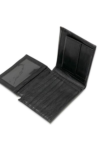 REDz Accessories Men's Leather Wallet, Horizontal Pattern, Black