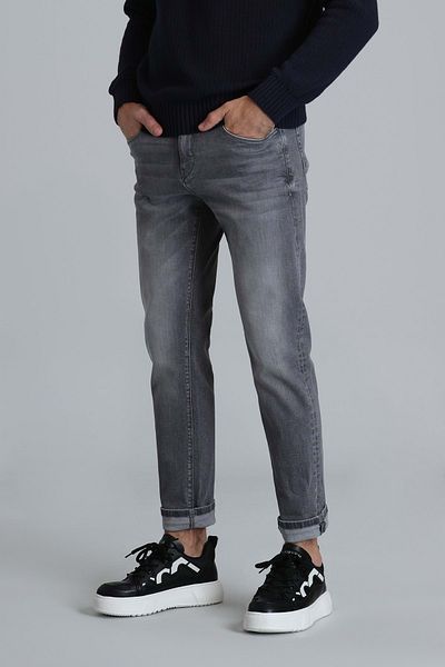 Lufian 111200174 Stef Smart Jean Ανδρικό Παντελόνι Slim Fit Ανδρικό τζιν παντελόνι γκρι