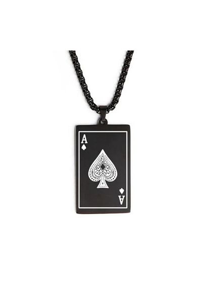 REDz Accessories Lanț As de pică, Carte de joc As de pică, Gotic, Bărbați, Oțel inoxidabil, Negru