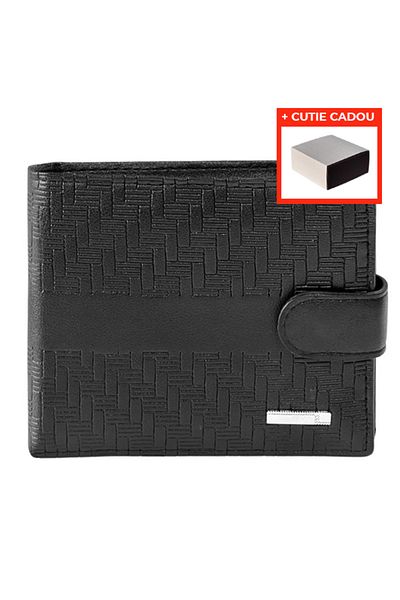 REDz Accessories Men's Wallet, 3D Stripes, Leather Look, Classic Clasp, Black