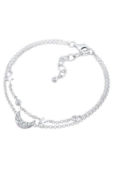 ELLI Bracelet Ladies crescent moon stars galaxy with crystals in 925 sterling silver