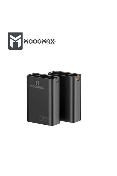 MOOGMAX Moog Max Mini Power Bank 20000mAh with Digital Display, 2 PD and USB Ports, Black