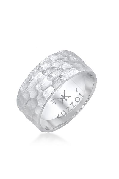 KUZZOI Ring Herren Bandring gehämmert klobig massiv aus 925 Sterling Silber