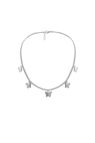REDz Accessories Coliere cu fluture, fluture de lux, femei, modă, oțel inoxidabil, argint