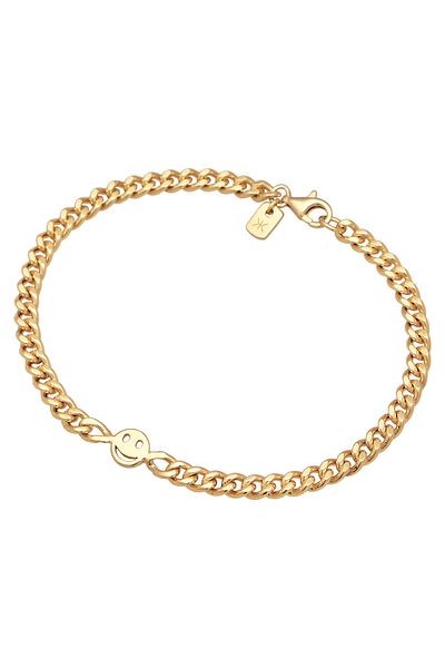 KUZZOI Armband Herren mit lächelndem Gesicht Basic 925 Sterling Silber