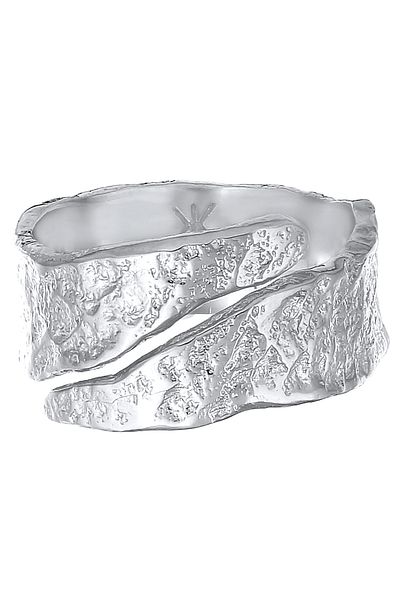 KUZZOI Ring Herren Bandring Struktur Used Look Oxidiert aus 925 Sterling Silber
