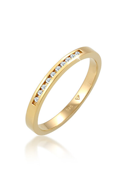 ELLI Ring Damen Edel Classic mit Diamant (0,10 ct.) in 585 Gelbgold