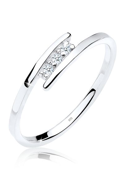 ELLI Dámský klasický elegantní prsten s diamantem (0,06 karátu) ze sterlingového stříbra 925
