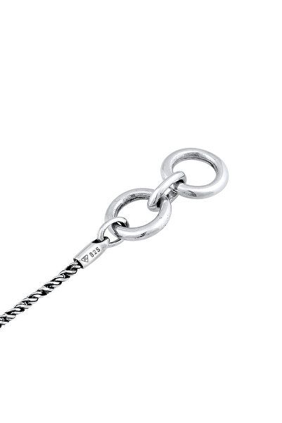 KUZZOI Armband Herren Kordel Halskette T-Bone Massiv Robust Oxidiert in 925 Sterling Silber