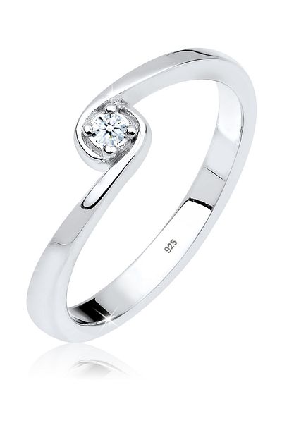 ELLI Ring Solitär Verlobung Diamant 0.03 Ct. 925 Silber