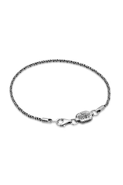 HAZE & GLORY Bracelet Rose Blume Kordelkette 925 Silber Oxidiert