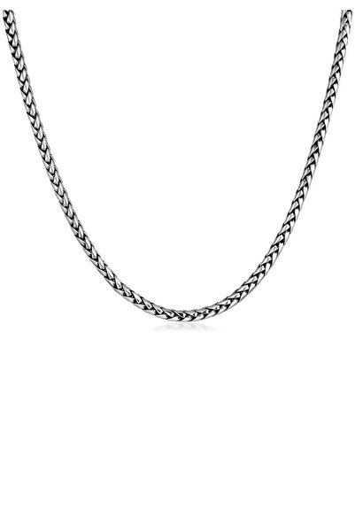 KUZZOI Necklace Herren Zopfkette Oxidiert Massiv 925 Silber