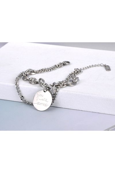 REDz Accessories Brățară cu monede, oțel inoxidabil, argint