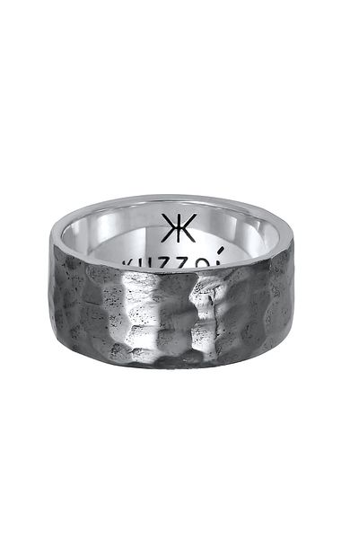 KUZZOI Ring Herren Bandring gehämmert klobig massiv aus 925 Sterling Silber