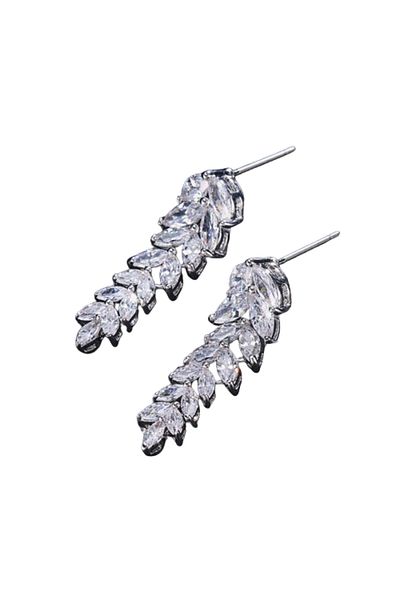 REDz Accessories Luxury Grain Earrings, Zirconia Crystals, Elegant, Women, Silver