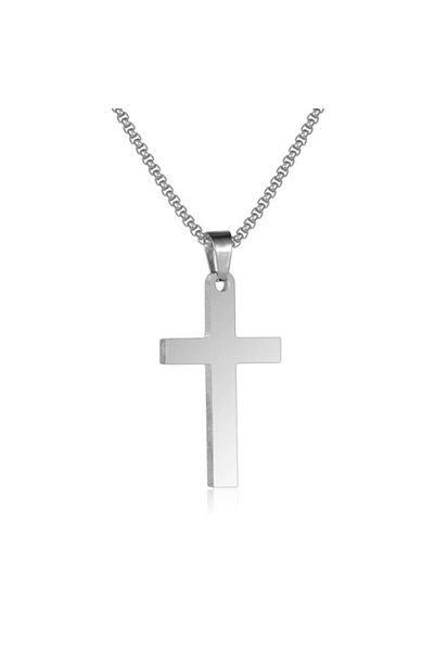 REDz Accessories Cross Chain For Men, Trendy Model With Cross, Stainless-steel, Silver