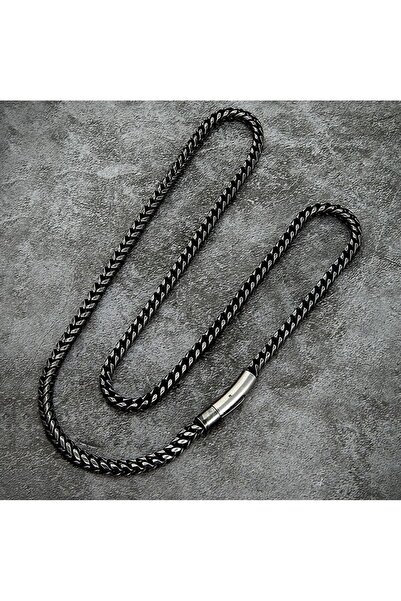 REDz Accessories Lanț cubanez, bărbătesc, oțel inoxidabil, negru