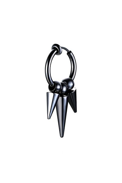 REDz Accessories Cercei cu țepi, stil gotic punk, pentru bărbați, închidere cu clip, la modă, oțel inoxidabil, negru