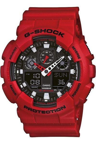 Casio G-Shock Ga-100B-4Adr Red Silicone Cord Analog/Digital Men's Wristwatch