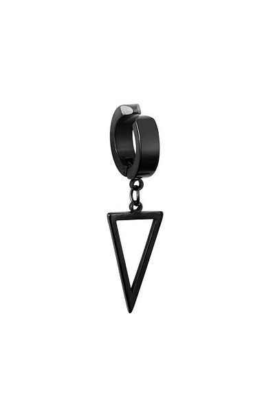 REDz Accessories Cercei triunghiulari, stil gotic punk, pentru bărbați, închidere cu clip, la modă, oțel inoxidabil, negru
