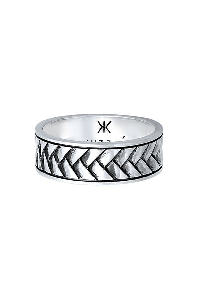 KUZZOI Ring Herren Bandring Fischgrät Vintage Massiv 925 Sterling Silber