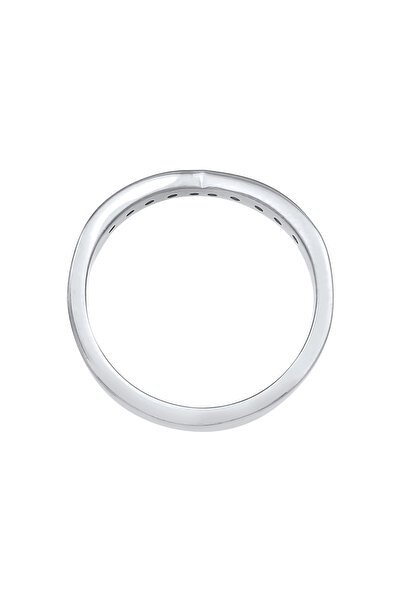 ELLI Dámský zásnubní prsten ve tvaru V s diamanty (0,15 ct) ze sterlingového stříbra 925