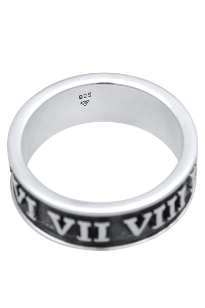 KUZZOI Ring Herren Bandring Römische Zahlen Trend Robust Massiv in 925 Sterling Silber