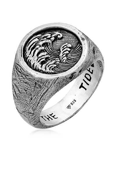 HAZE & GLORY Ring Hg - Ring Herren Aus 925 Sterling Silber, Schmuck Herren, Silberring Oxidiert, Wav