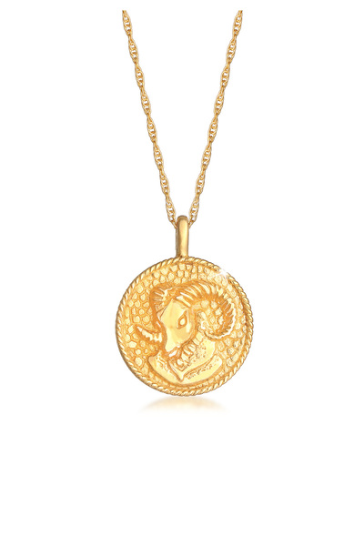 ELLI Halskette Sternzeichen Widder Münze 925 Silber vergoldet