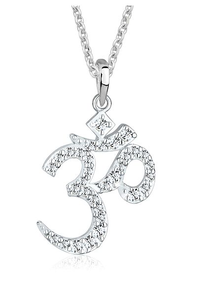 ELLI Halskette Damen Om Zeichen mit Kristallen in 925 Sterling Silber