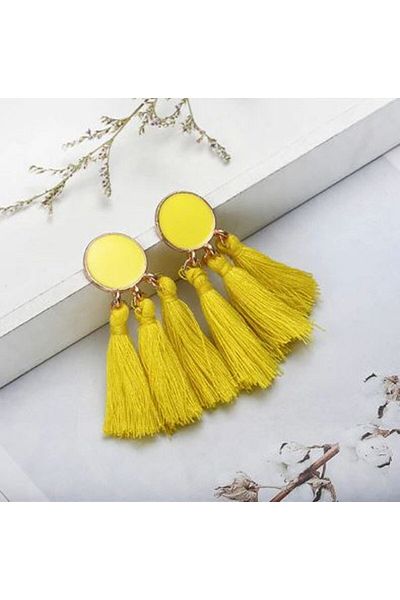 REDz Accessories Tassel Earrings, Bohemia, Yellow, Zinc