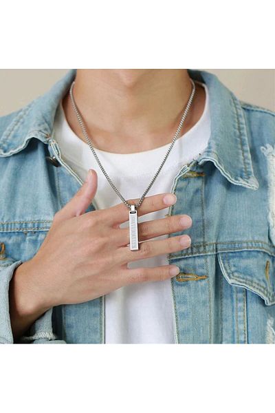 REDz Accessories Roman Numerals Chain, Men, Trendy, Stainless-Steel, Silver