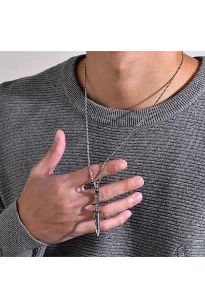REDz Accessories Dagger Chain, Urban, Men, Stainless-steel, 60cm, Silver
