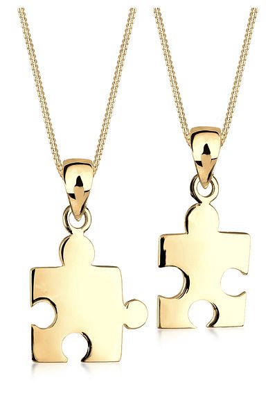 ELLI Halskette Damen Puzzle Anhänger Set Partnerbindung in 925 Sterling Silber