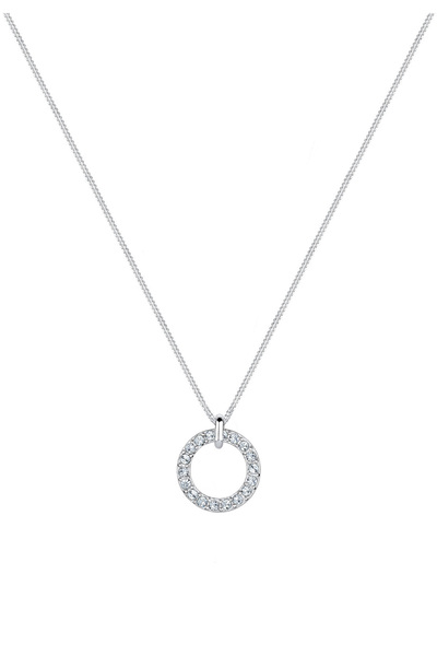 ELLI Halskette Damen Geo Kreis Anhänger mit Kristallen in 925 Sterling Silber