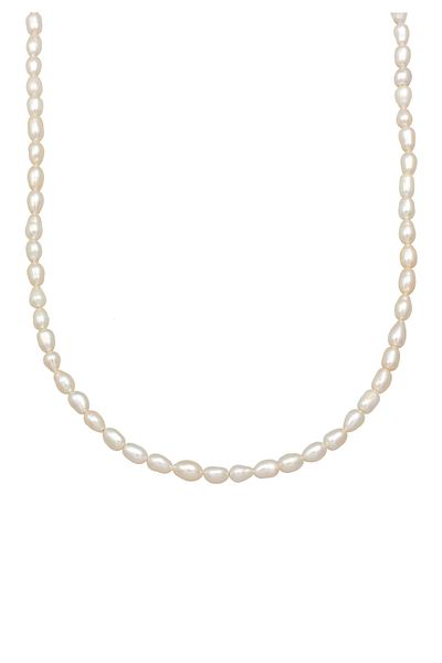 KUZZOI Halskette Herren Vintage Trend Oval mit Süßwasser-Zuchtperlen in 925 Sterling