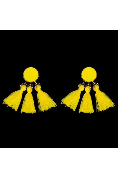 REDz Accessories Tassel Earrings, Bohemia, Yellow, Zinc