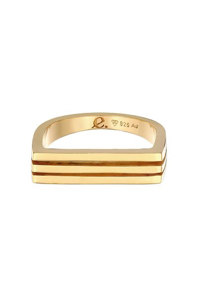 ELLI Ring Premium Ring Ladies Signet Rectangle Grooves In 925 Sterling Silver Rhodium Plated
