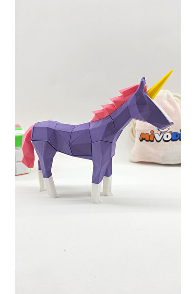 Mivodi Mıknatıslı 3D At ve Unicorn Puzzle 3D At ve Unicorn Yapboz & Mıknatıslı Puzzle (Mor)
