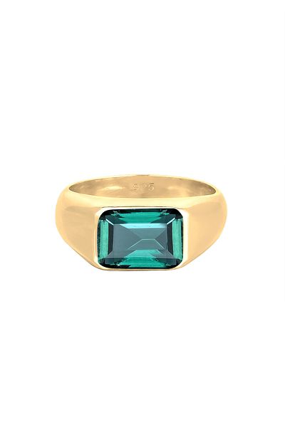 ELLI Ring Siegelring Trend Rot mit Granat in 925 Sterling Silber vergoldet