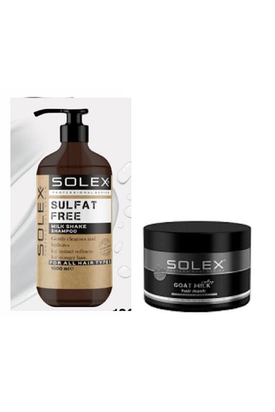 Solex Sulfate-Free Professional Series Milk Shake-Goat Milk Shampoo 1.000 Ml+ Hair Mask Goat Milk 500 ml