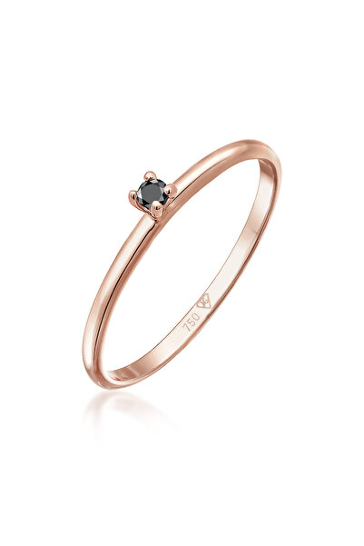 ELLI Ring Solitär Schwarzer Diamant (0.015 ct) 750 Roségold