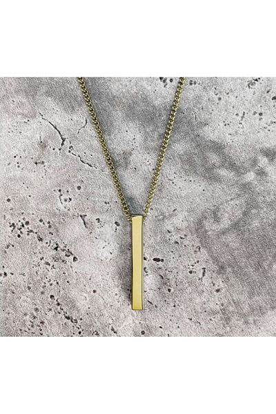 REDz Accessories Men's Chain, Rectangular Pendant, Gold