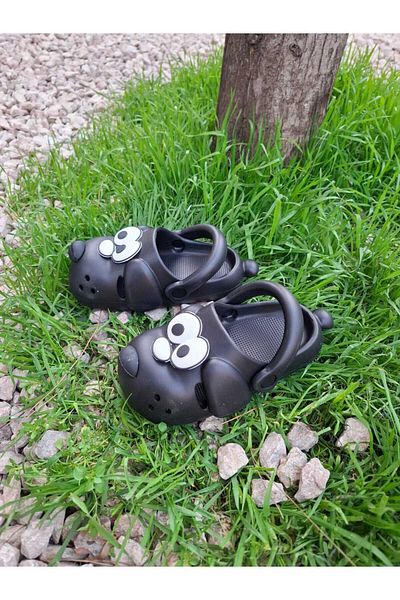polivizyon Papuci negri pentru copii cu figură de câine drăguț Papuci de grădină Papuci de baie și sandale de plajă