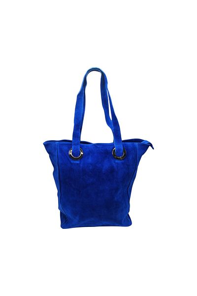 EVoStyle Geanta Damă EVoStyle Shopper S723, Piele Naturală Suede, 30cm x 38cm x 14cm, Culoare Albastru