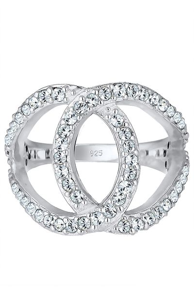 ELLI Ring Damen Love Knot mit Kristallen aus 925 Sterling Silber