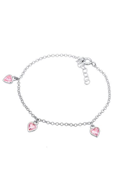 ELLI Bracelet Armband Kinder Herzen Rosa Zirkonia Erbskette 925 Silber